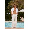 image:imageCOOFANDY Mens Linen Pant Elastic Waist Linen Pants Drawstring Summer Beach PantA Linen Khaki