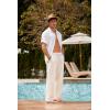 image:imageCOOFANDY Mens Linen Pant Elastic Waist Linen Pants Drawstring Summer Beach PantA Linen Khaki