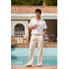image:imageCOOFANDY Mens Linen Pant Elastic Waist Linen Pants Drawstring Summer Beach PantA Linen Khaki