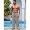 image:imageCOOFANDY Mens Linen Pant Elastic Waist Linen Pants Drawstring Summer Beach PantA Medium Gray