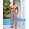image:imageCOOFANDY Mens Linen Pant Elastic Waist Linen Pants Drawstring Summer Beach PantA Medium Gray