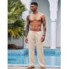 image:imageCOOFANDY Mens Linen Pant Elastic Waist Linen Pants Drawstring Summer Beach PantA Medium Khaki