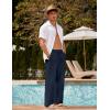 image:imageCOOFANDY Mens Linen Pant Elastic Waist Linen Pants Drawstring Summer Beach PantA Navy Blue