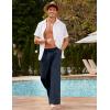 image:imageCOOFANDY Mens Linen Pant Elastic Waist Linen Pants Drawstring Summer Beach PantA Navy Blue