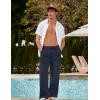 image:imageCOOFANDY Mens Linen Pant Elastic Waist Linen Pants Drawstring Summer Beach PantA Navy Blue