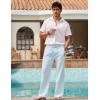 image:imageCOOFANDY Mens Linen Pant Elastic Waist Linen Pants Drawstring Summer Beach PantA Sky Blue