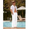 image:imageCOOFANDY Mens Linen Pant Elastic Waist Linen Pants Drawstring Summer Beach PantA White