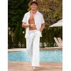 image:imageCOOFANDY Mens Linen Pant Elastic Waist Linen Pants Drawstring Summer Beach PantA White