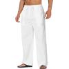 image:imageCOOFANDY Mens Linen Pant Elastic Waist Linen Pants Drawstring Summer Beach PantA White