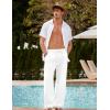 image:imageCOOFANDY Mens Linen Pant Elastic Waist Linen Pants Drawstring Summer Beach PantA White