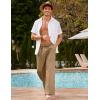 image:imageCOOFANDY Mens Linen Pant Elastic Waist Linen Pants Drawstring Summer Beach PantB Dark Khaki