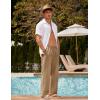 image:imageCOOFANDY Mens Linen Pant Elastic Waist Linen Pants Drawstring Summer Beach PantB Dark Khaki