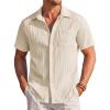 image:imageCOOFANDY Mens Casual Textured Short Sleeve Button Down Summer Beach ShirtBeige