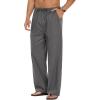 image:imageCOOFANDY Mens Linen Pant Elastic Waist Linen Pants Drawstring Summer Beach PantA Dark Grey