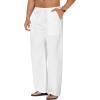 image:imageCOOFANDY Mens Linen Pant Elastic Waist Linen Pants Drawstring Summer Beach PantA White