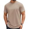 image:imageCOOFANDY Mens TShirts 100 Cotton Crewneck Short Sleeve Tees Casual Plain ShirtsKhaki