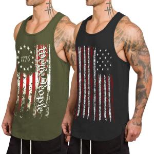 image:imageCOOFANDY Mens 3 Pack Quick Dry Workout Tank Top Gym Muscle Tee Fitness Bodybuilding Sleeveless T ShirtFlagblackGreen