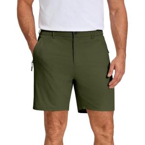 image:imageCOOFANDY Mens Stretch Golf Shorts 7 Lightweight Casual Hiking Shorts Summer Athletic Work Dress Hybrid ShortsArmy Green
