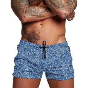 image:imageCOOFANDY Mens Swim Trunk Quick Dry Swimwear Mesh Lining Bathing Suit Swimsuit Board Beach Sport ShortLight Blue Leaves