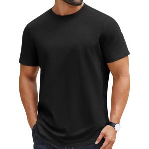 image:imageCOOFANDY Mens TShirts 100 Cotton Crewneck Short Sleeve Tees Casual Plain ShirtsBlack