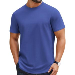 image:imageCOOFANDY Mens TShirts 100 Cotton Crewneck Short Sleeve Tees Casual Plain ShirtsBlue