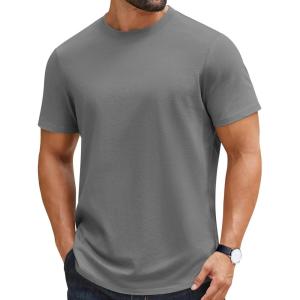image:imageCOOFANDY Mens TShirts 100 Cotton Crewneck Short Sleeve Tees Casual Plain ShirtsDark Grey