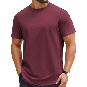 image:imageCOOFANDY Mens TShirts 100 Cotton Crewneck Short Sleeve Tees Casual Plain ShirtsDark Red