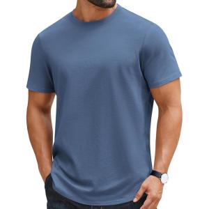 image:imageCOOFANDY Mens TShirts 100 Cotton Crewneck Short Sleeve Tees Casual Plain ShirtsGrey Blue