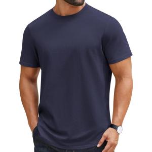 image:imageCOOFANDY Mens TShirts 100 Cotton Crewneck Short Sleeve Tees Casual Plain ShirtsNavy