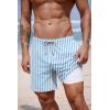 image:imageCOOFANDY 2 in 1 Mens Swim Trunks 7 Inch Quick Dry Board Shorts Beach Swim Shorts Bathing Suit with Compression LinerBlue Stripe