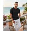 image:imageCOOFANDY Knit Polo Shirts for Men Short Sleeve V Neck Polo Lightweight Summer Casual Textured Polo ShirtsBlack