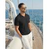 image:imageCOOFANDY Knit Polo Shirts for Men Short Sleeve V Neck Polo Lightweight Summer Casual Textured Polo ShirtsBlack