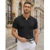 image:imageCOOFANDY Knit Polo Shirts for Men Short Sleeve V Neck Polo Lightweight Summer Casual Textured Polo ShirtsBlack