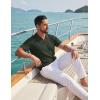 image:imageCOOFANDY Knit Polo Shirts for Men Short Sleeve V Neck Polo Lightweight Summer Casual Textured Polo ShirtsDark Green