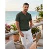 image:imageCOOFANDY Knit Polo Shirts for Men Short Sleeve V Neck Polo Lightweight Summer Casual Textured Polo ShirtsDark Green
