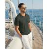 image:imageCOOFANDY Knit Polo Shirts for Men Short Sleeve V Neck Polo Lightweight Summer Casual Textured Polo ShirtsDark Green