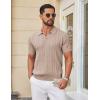 image:imageCOOFANDY Knit Polo Shirts for Men Short Sleeve V Neck Polo Lightweight Summer Casual Textured Polo ShirtsKhaki