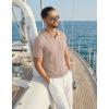 image:imageCOOFANDY Knit Polo Shirts for Men Short Sleeve V Neck Polo Lightweight Summer Casual Textured Polo ShirtsKhaki