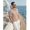 image:imageCOOFANDY Knit Polo Shirts for Men Short Sleeve V Neck Polo Lightweight Summer Casual Textured Polo ShirtsKhaki