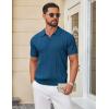 image:imageCOOFANDY Knit Polo Shirts for Men Short Sleeve V Neck Polo Lightweight Summer Casual Textured Polo ShirtsLake Blue