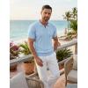 image:imageCOOFANDY Knit Polo Shirts for Men Short Sleeve V Neck Polo Lightweight Summer Casual Textured Polo ShirtsLight Blue