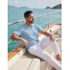 image:imageCOOFANDY Knit Polo Shirts for Men Short Sleeve V Neck Polo Lightweight Summer Casual Textured Polo ShirtsLight Blue