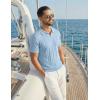 image:imageCOOFANDY Knit Polo Shirts for Men Short Sleeve V Neck Polo Lightweight Summer Casual Textured Polo ShirtsLight Blue