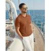 image:imageCOOFANDY Knit Polo Shirts for Men Short Sleeve V Neck Polo Lightweight Summer Casual Textured Polo ShirtsLight Brown