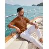 image:imageCOOFANDY Knit Polo Shirts for Men Short Sleeve V Neck Polo Lightweight Summer Casual Textured Polo ShirtsLight Brown