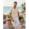 image:imageCOOFANDY Knit Polo Shirts for Men Short Sleeve V Neck Polo Lightweight Summer Casual Textured Polo ShirtsLight Scarlet