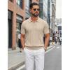 image:imageCOOFANDY Knit Polo Shirts for Men Short Sleeve V Neck Polo Lightweight Summer Casual Textured Polo ShirtsLight Scarlet