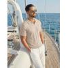 image:imageCOOFANDY Knit Polo Shirts for Men Short Sleeve V Neck Polo Lightweight Summer Casual Textured Polo ShirtsLight Scarlet
