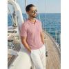 image:imageCOOFANDY Knit Polo Shirts for Men Short Sleeve V Neck Polo Lightweight Summer Casual Textured Polo ShirtsLotus Pink