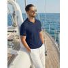 image:imageCOOFANDY Knit Polo Shirts for Men Short Sleeve V Neck Polo Lightweight Summer Casual Textured Polo ShirtsNavy